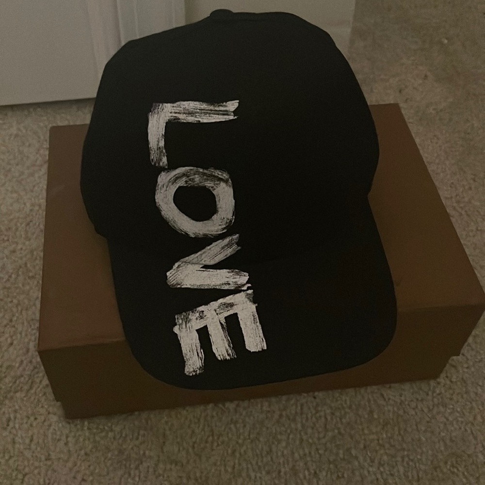 Burberry Black Love Print Cotton Gabardine Baseball Cap